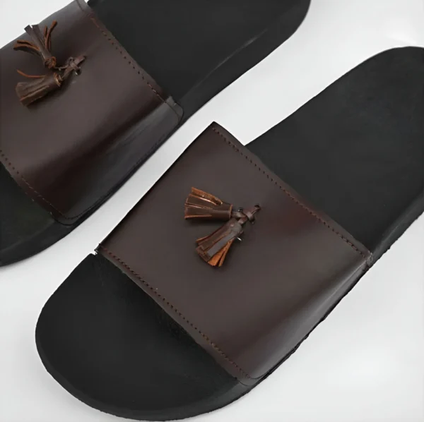 black camel tassel slide slipper for men (tassel-black/brown -39-44) - Image 5