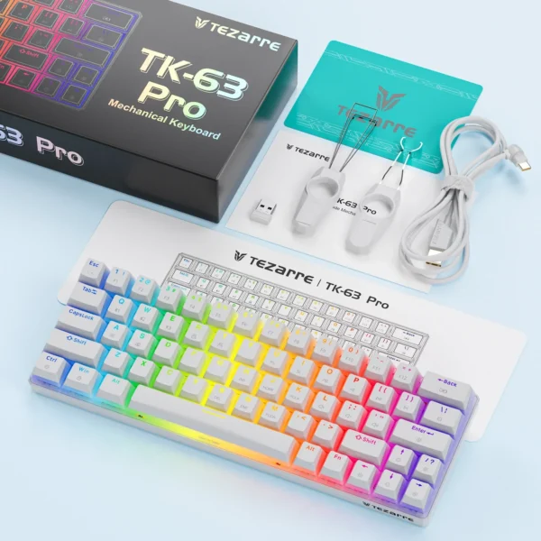 tezarre tk-63 pro rgb wireless mechanical rgb gaming keyboard rgb backlight mini office keyboard for windows laptop pc gamer - Image 14