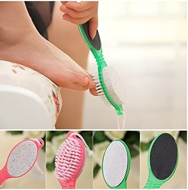 combo deal of 4 in 1 foot scrubber – 4 step pedicure (cleanse, scrub, file and buff) + silicone bath brush | bath brush scrubber ) ( random color ) - Image 4