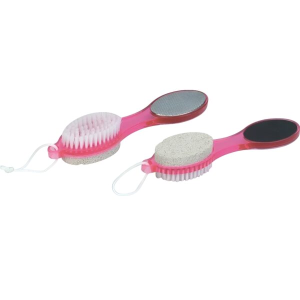 combo deal of 4 in 1 foot scrubber – 4 step pedicure (cleanse, scrub, file and buff) + silicone bath brush | bath brush scrubber ) ( random color ) - Image 2