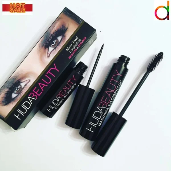 huda beauty waterproof – long lasting eye liner & mascara