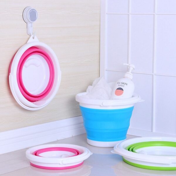 silicon folding bucket foldable bucket with handle 5 litre random color