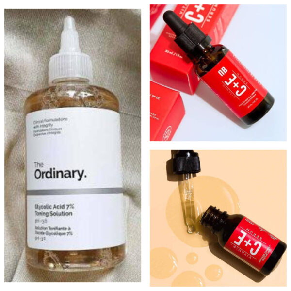 pack of 2 the ordinary glycolic acid 240ml + nirvana botanics- vitamin c serum 15ml