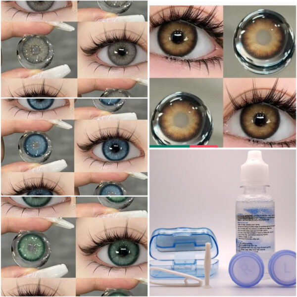 3-tone lens with container solution & travel kit – complete contact lens care set