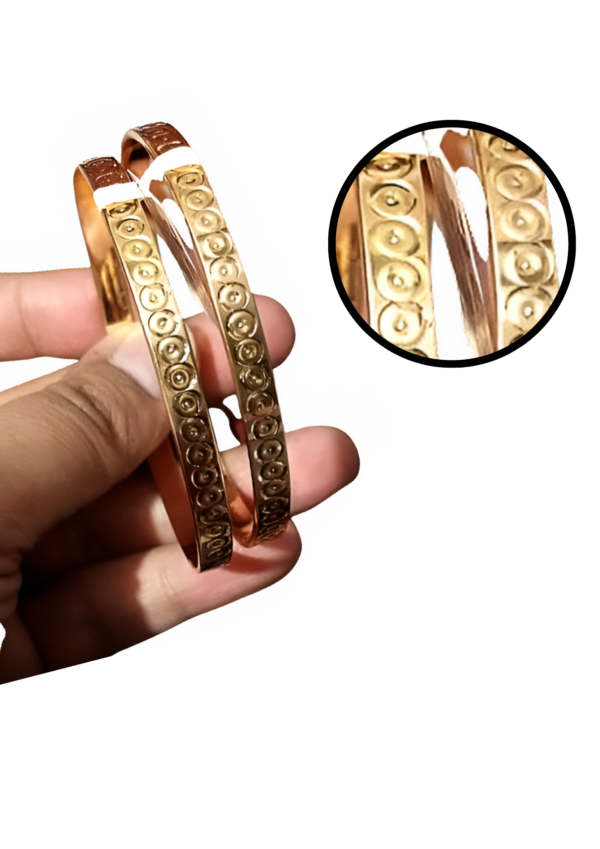 gold dotted circle bangle bracelet kara | bracelet dotted circle motif for women girls | women jewelry | women fashion - Image 4
