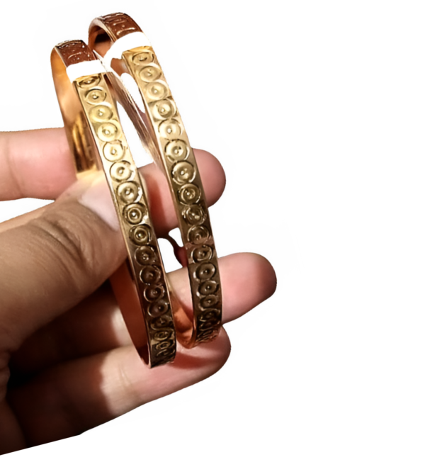gold dotted circle bangle bracelet kara | bracelet dotted circle motif for women girls | women jewelry | women fashion - Image 3