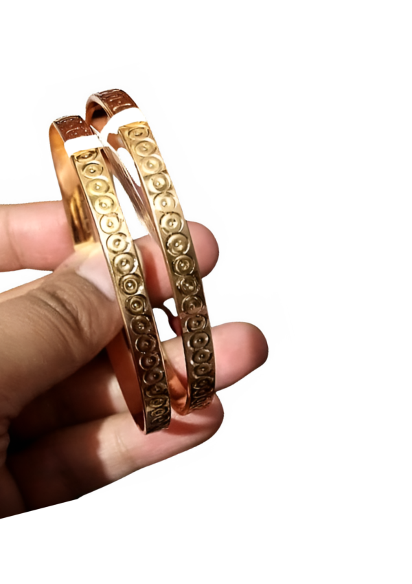 gold dotted circle bangle bracelet kara | bracelet dotted circle motif for women girls | women jewelry | women fashion - Image 5