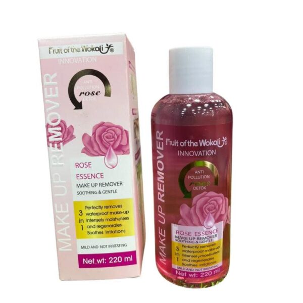 wokali 3 in 1 rose essence makeup remover  220ml - Image 3
