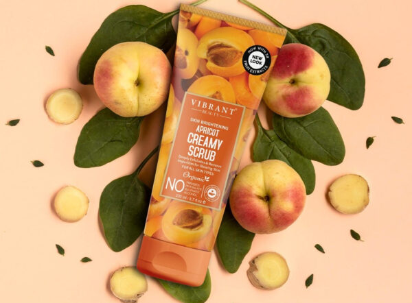 vibrant beauty brightening apricot hydrating creamy scrub, for all skin types, (200ml)