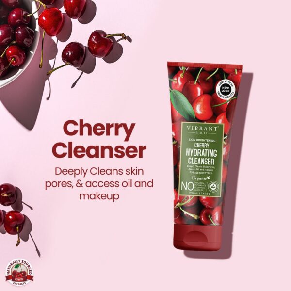 vibrant beauty brightening cherry hydrating cleanser (200ml) - Image 3