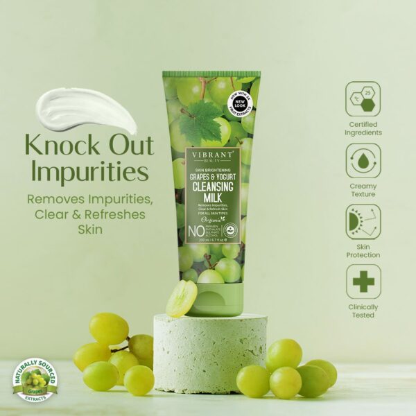 vibrant beauty skin brightening grapes & yogurt cleansing milk (200ml) - Image 4