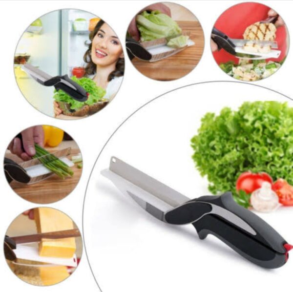 clever cutter2 in 1 knife & cutting board utility cutter stainless steel ourdoor smart vegetable chops your favorite fruits, vegetables,  (9nw000124)
