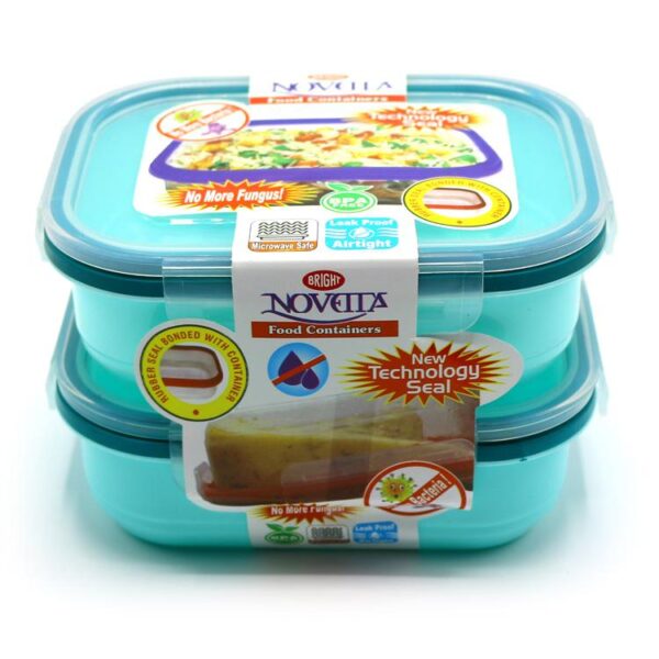 (nw000316) novetta box large - pack of 2 pcs -   bpa free food storage containers set with hinged locking snap lids  lunch boxes (pack of 2) (random color)