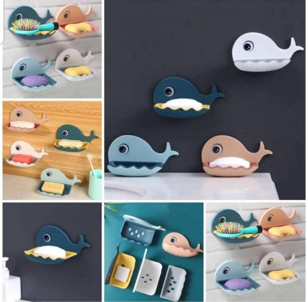fish soap stands for bathroom double layers plastic adhesive waterproof wall mounted bar soap dish holder rack for shower wall, kitchen, bathroom multicolor (pieces 1)