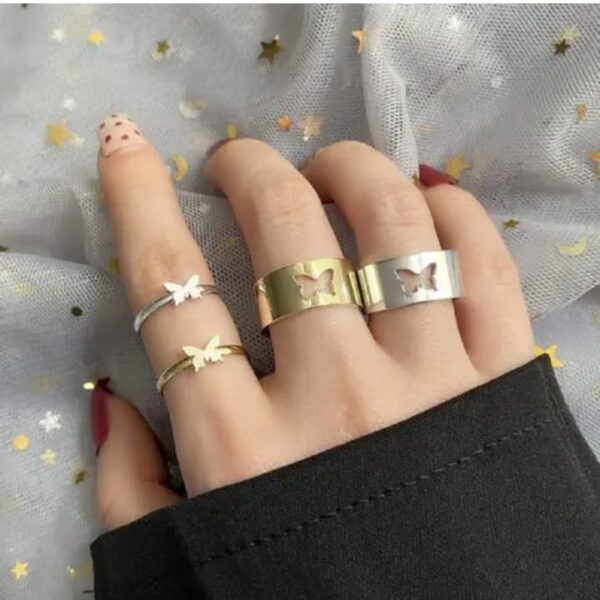2pc butterfly couple ring