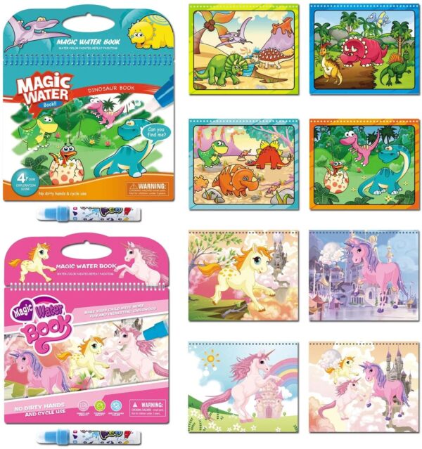 magic coloring book with water pen(number of pages 4)random color