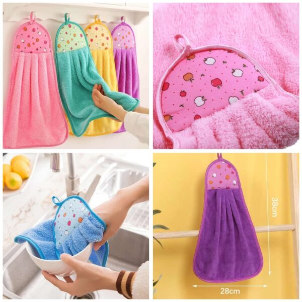 kitchen cleaning towel, soft hand towel strong absorbent kitchen hanging kitchen towel (random colours)