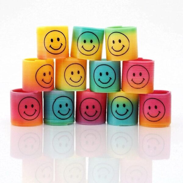 12pcs rainbow smile magic springs circle toys for children birthday party favors giveaway gifts