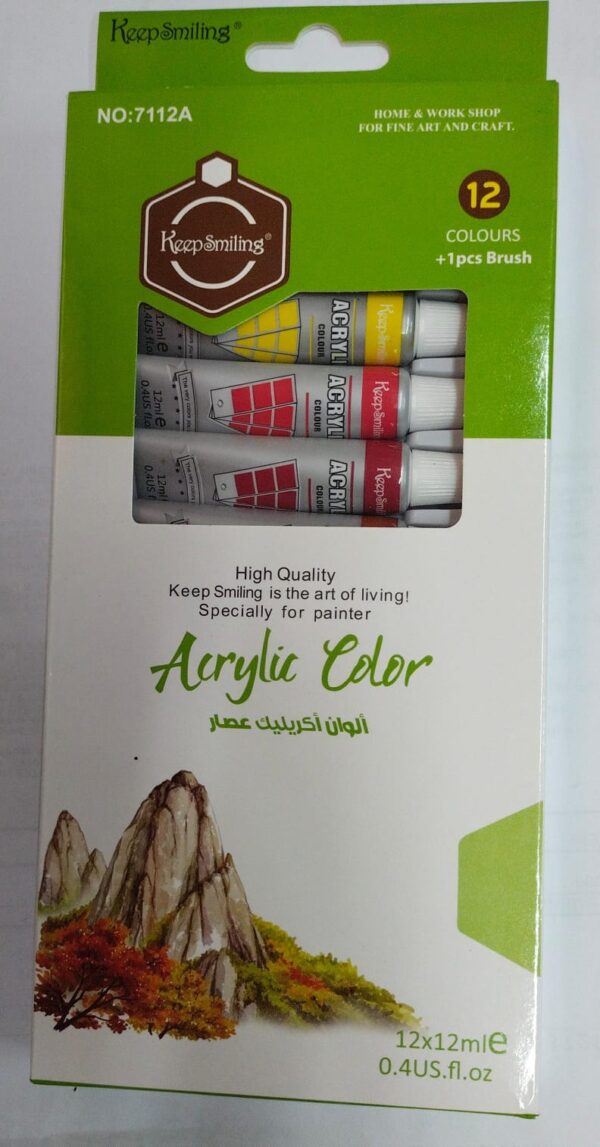 acrylic oil glass water fabric colour paint set - pack of 12 ( 12ml - 12 tubes )