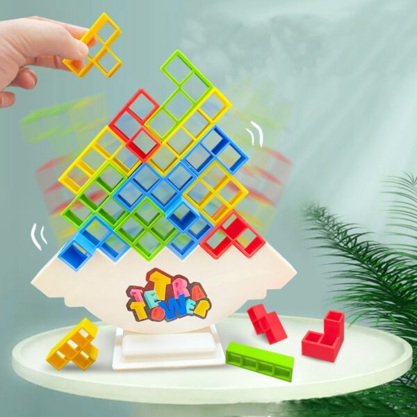 russian building blocks 18 pcs tetra tower game stacking toys balance tower puzzle board game kids diy