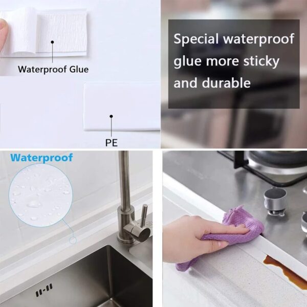 bathroom shower sink bath sealing corner strip tape - white pvc self adhesive