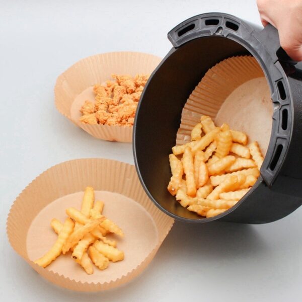 air fryer disposable paper liner, 50 pcs air fryer liners round non-stick air fryer parchment liners,oil-proof,water-proof - Image 3