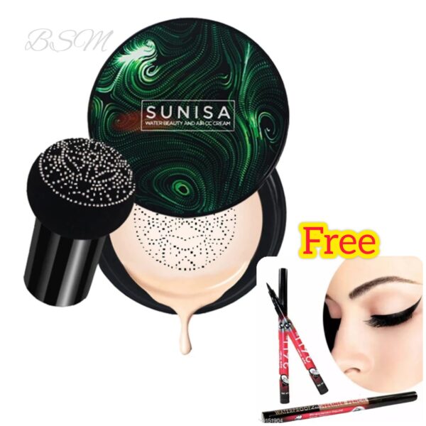 sunisa foundation base 20g waterproof mushroom head air cushion bb cream nude liquid foundations  (with yanqina 36h liner )