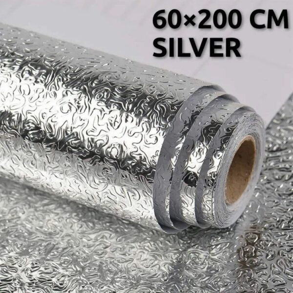 kitchen oil proof waterproof sticker aluminum foil sheet kitchen stove cabinet stickers self adhesive wallpapers (size 60×200cm (2meter))