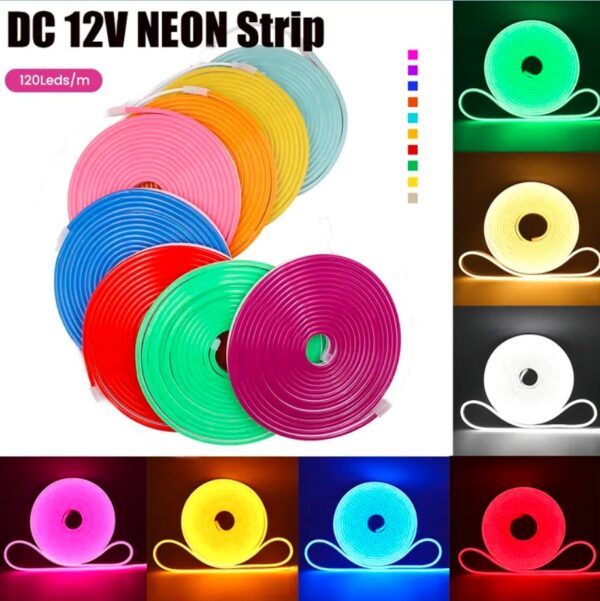 mega power neon 5 meters strip, 12volts with adapter