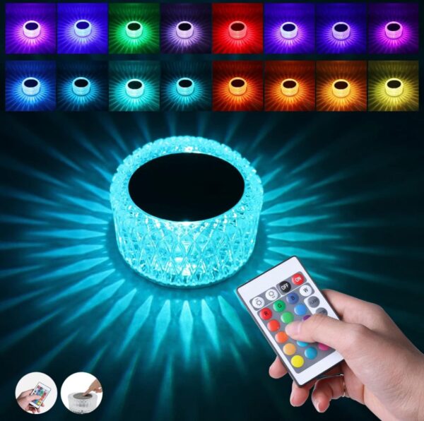 mega power led bird nested crystal lamp table lamp, 16 color changing rgb touch+remote control. - Image 4