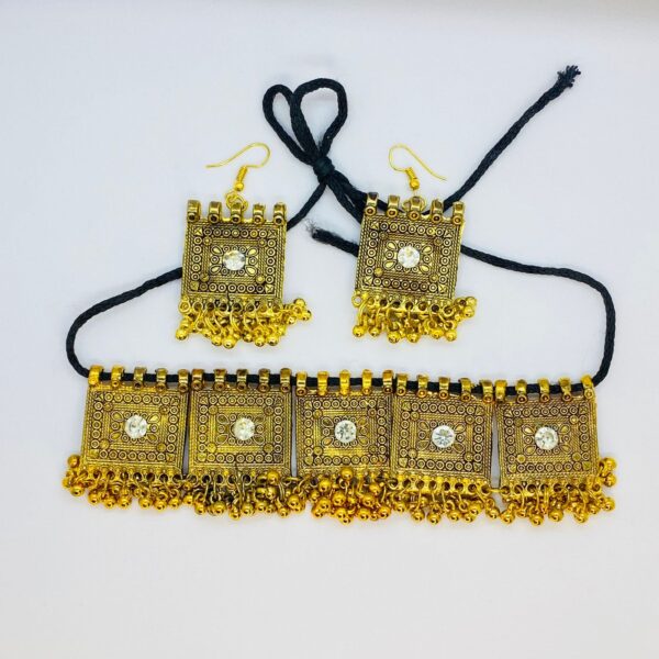 afghani antique choker necklace with earrings for women /necklace set - Image 4