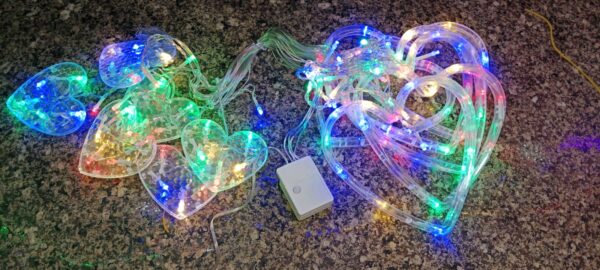 multi color heart curtain  warm color heart curtain 6+6 string led light, plug-in, 220 v - Image 2