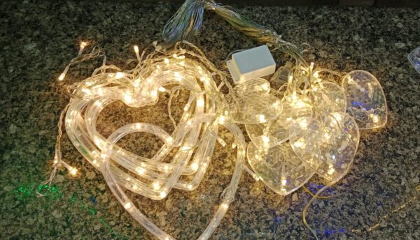 multi color heart curtain  warm color heart curtain 6+6 string led light, plug-in, 220 v - Image 4