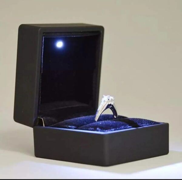 jewelry box with led light for engagement wedding rings box | festival birthday jewelry ring box (box only) - Image 4