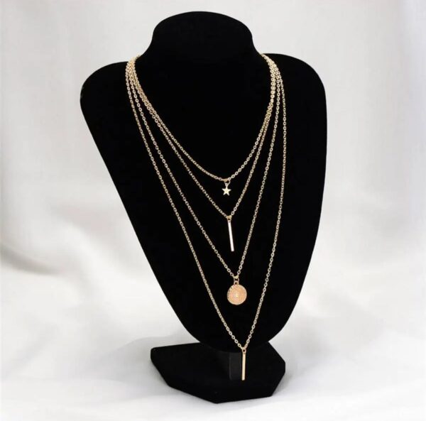 multi layer chain for women gold choker necklace bar disc long choker  | party prom festival gold jewelry for women and girl - Image 4