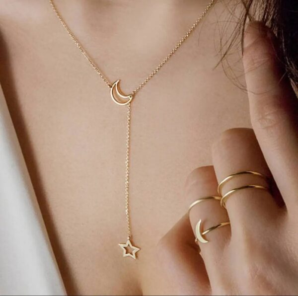 simple and elegant moon star pendant necklace women clavicle chain minimalist design necklace