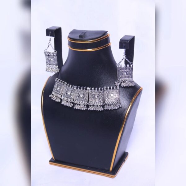 afghani antique choker necklace with earrings for women /necklace set - Image 2