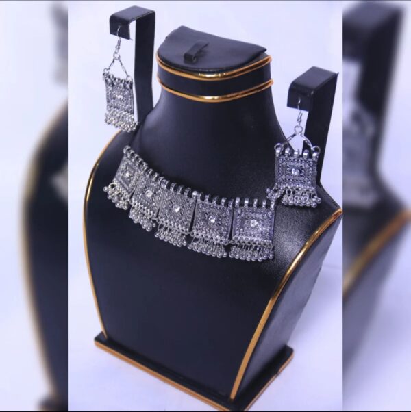 afghani antique choker necklace with earrings for women /necklace set - Image 3