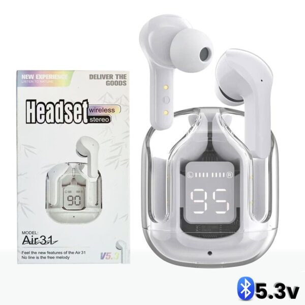 air 31 tws transparent earbuds bluetooth 5.3v (random color  ) - Image 3