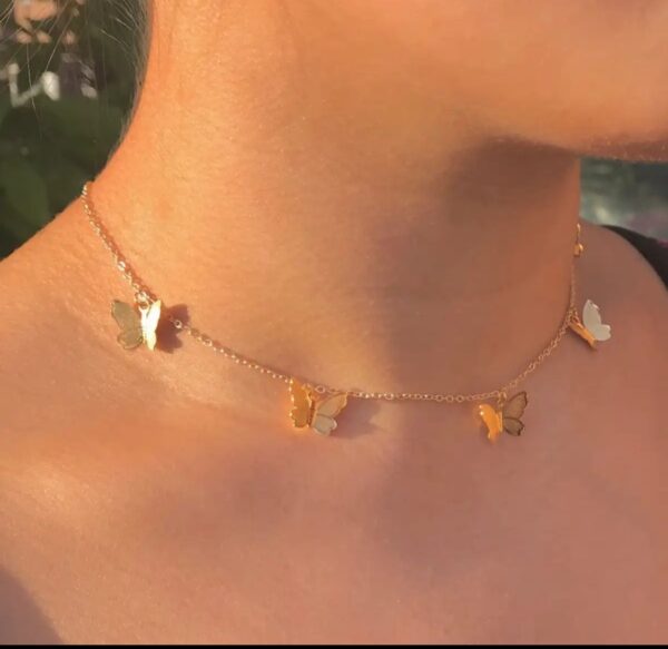 butterfly necklace | dainty chain | layering | choker necklace for girls - Image 4