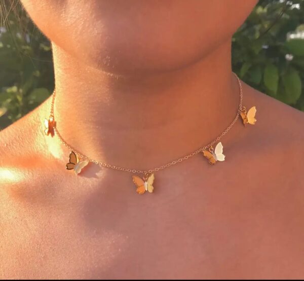 butterfly necklace | dainty chain | layering | choker necklace for girls - Image 5