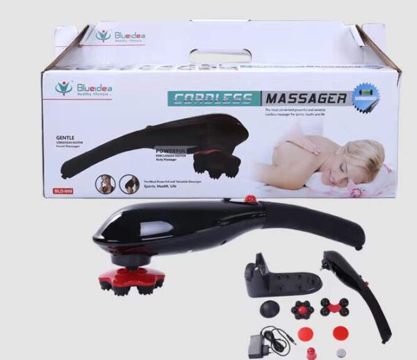 blue idea rechargeable cordless massager with different heads | deep massager for muscles neck cordless electric body massager - Image 10