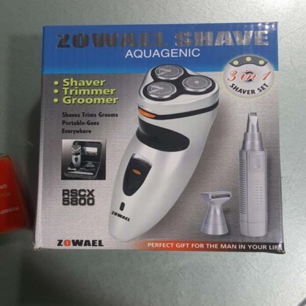 zowael rscx-5800 3 in 1 shaver set | portable shaver, trimmer, groomer chargeble 3 blades shaver with nose and ear trimmer - Image 2