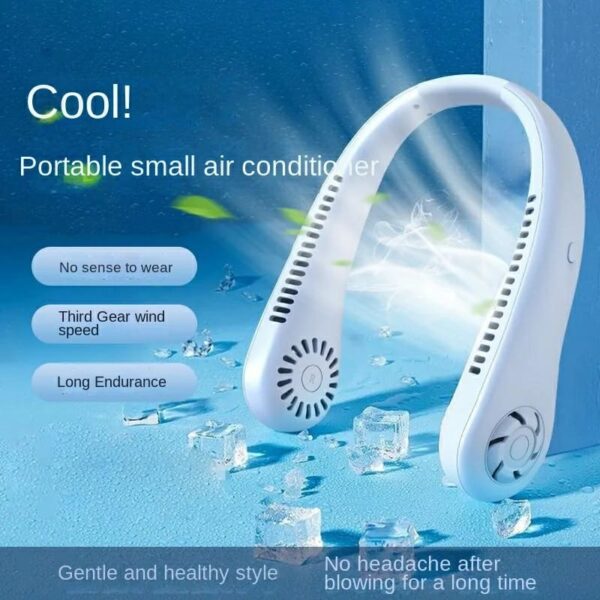 mini hanging neck fan high wind 3 speed adjustable usb charging portable quiet super long life outdoor sports office camping (random color)