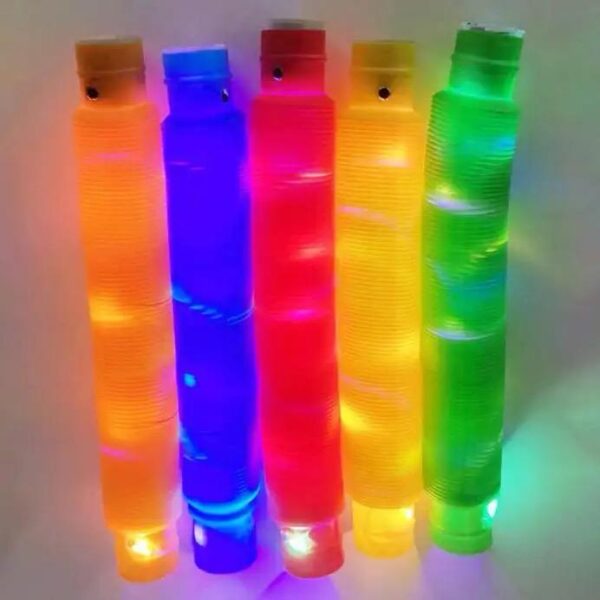 sensory toys led per tube fidget toy top 21*2.9cm stress and anxiety relief pipe kids learning tools bunmo tubes .. 6 pcs pack - Image 4