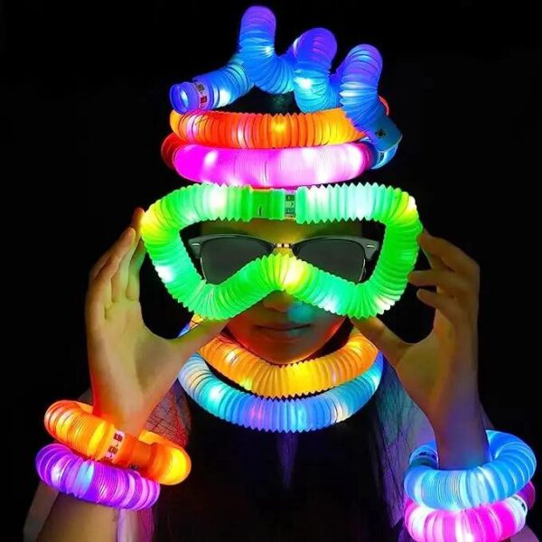 sensory toys led per tube fidget toy top 21*2.9cm stress and anxiety relief pipe kids learning tools bunmo tubes .. 6 pcs pack - Image 5