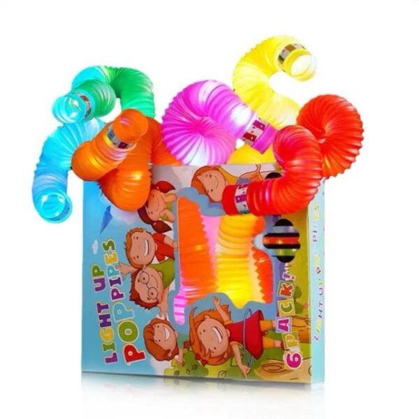 sensory toys led per tube fidget toy top 21*2.9cm stress and anxiety relief pipe kids learning tools bunmo tubes .. 6 pcs pack - Image 7