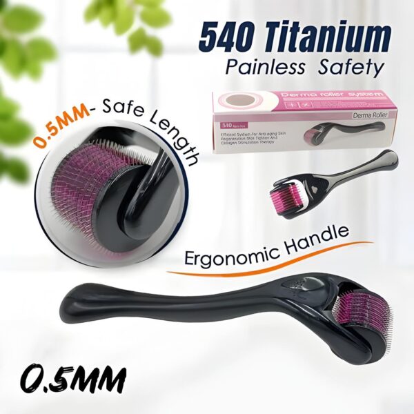 skin therapy derma roller with 540 micro needle roller for men and women | derma roller 540 titanium needle - 0.5mm