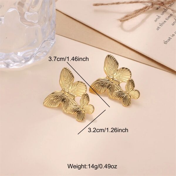 1 pair gold butterfly earrings elegant everyday wear chic european-and-american style earrings - Image 9