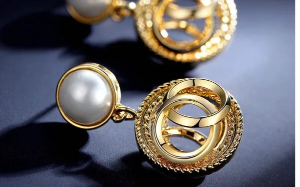 pearl stud with circular drop earring  european style earrings for women - Image 9